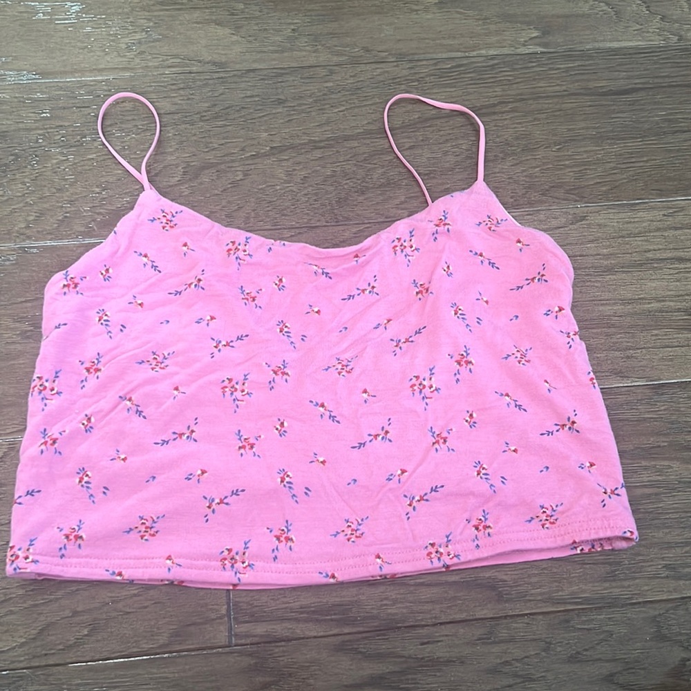 Pink tank top with flowers from pacsun